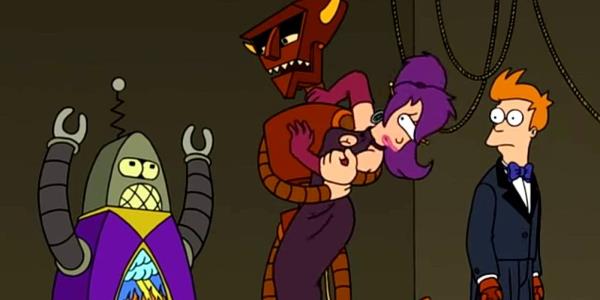 The Robot Devil grabbing Leela in Futurama