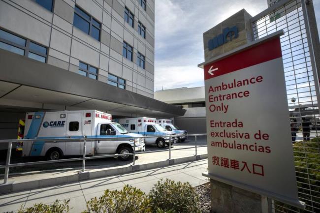 ARCADIA, CA - JANUARY 06: Ambulances deliver patients to Methodist Hospital in Arcadia, Wednesday, Jan. 6, 2021. (Myung J. Chun / Los Angeles Times)